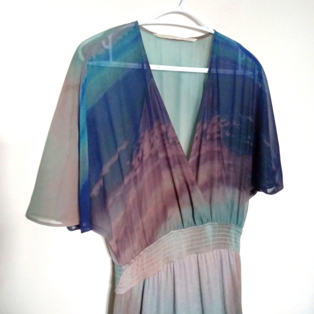 Twelfth Street by Cynthia Vincent Women's Grey & Sunset Watercolor Maxi Dress - Picture 2 of 8